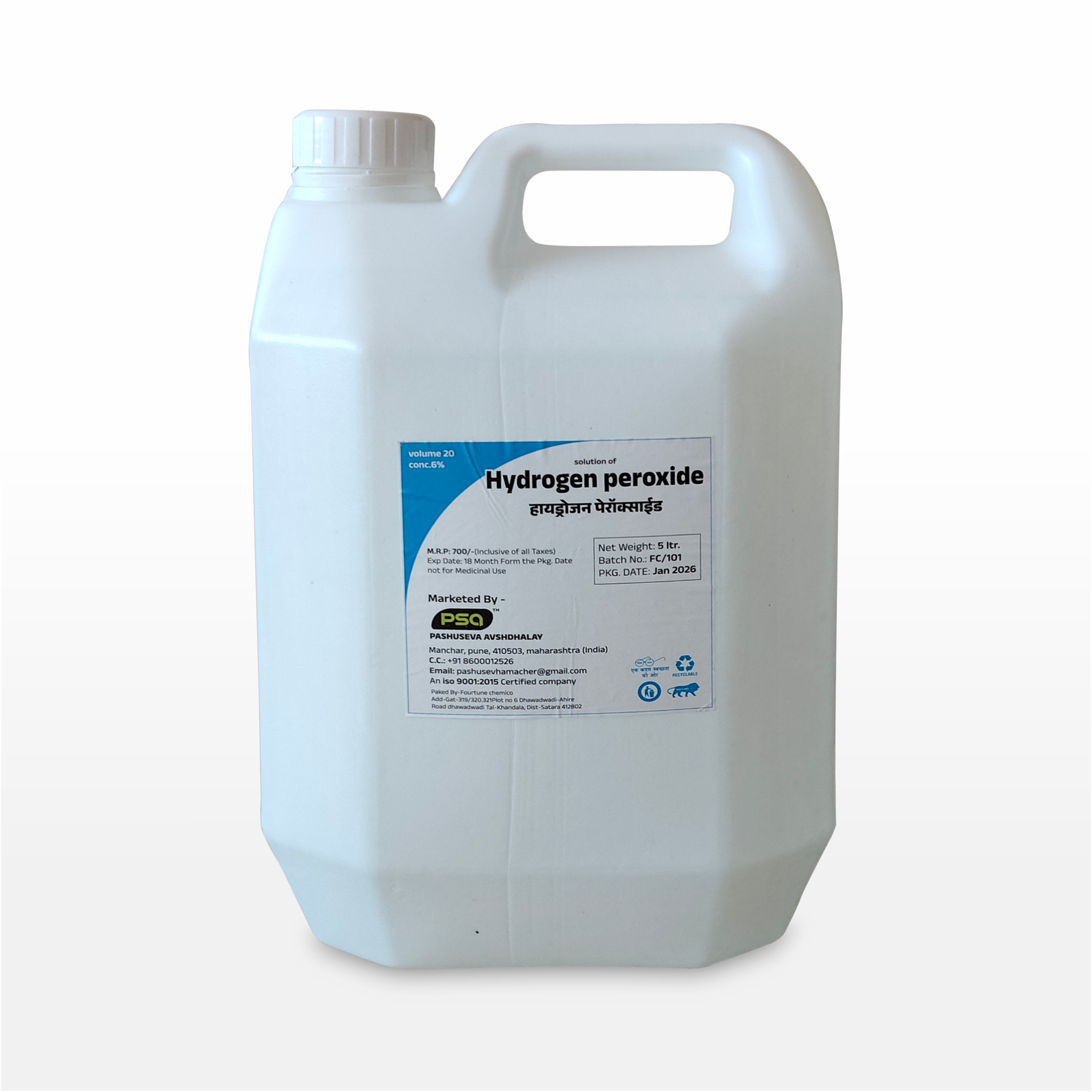 Hydrogen Peroxide 5 Ltr.