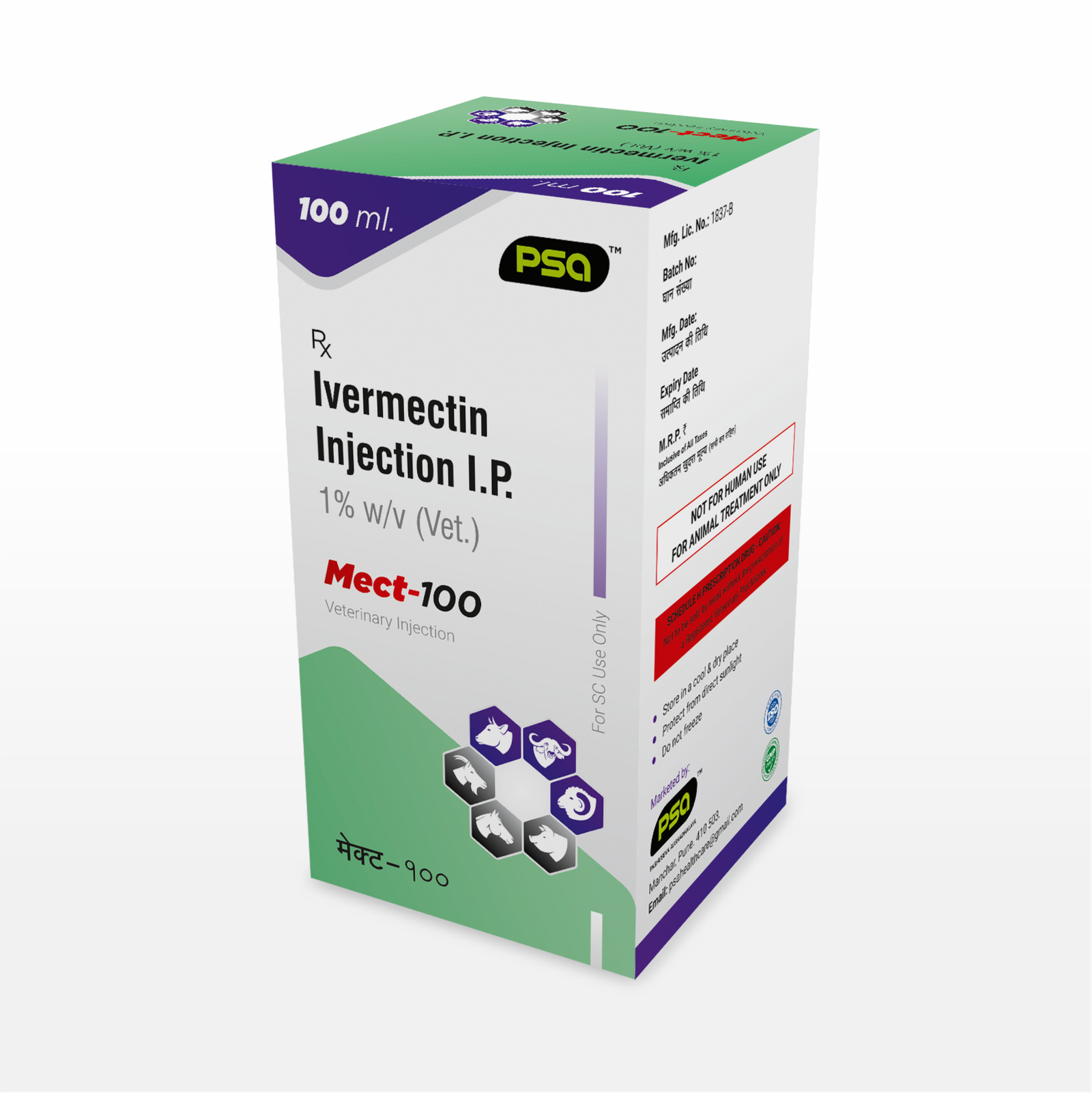 Mect-100 (Ivermectin Injection) 100 ml.
