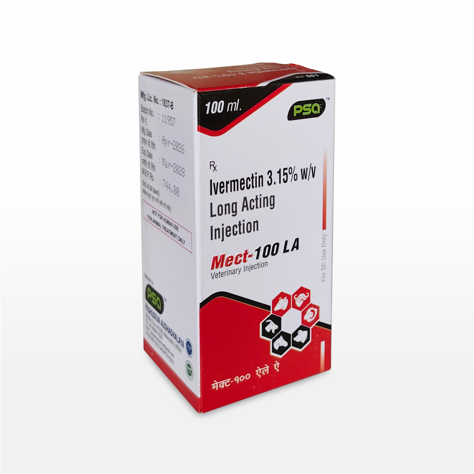 Mect-100 LA (Ivermectin Injection) 100 ml.